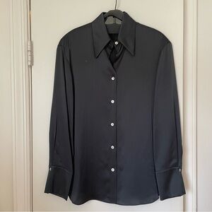 NWOT Vince Women 100% silk satin shirt S Black